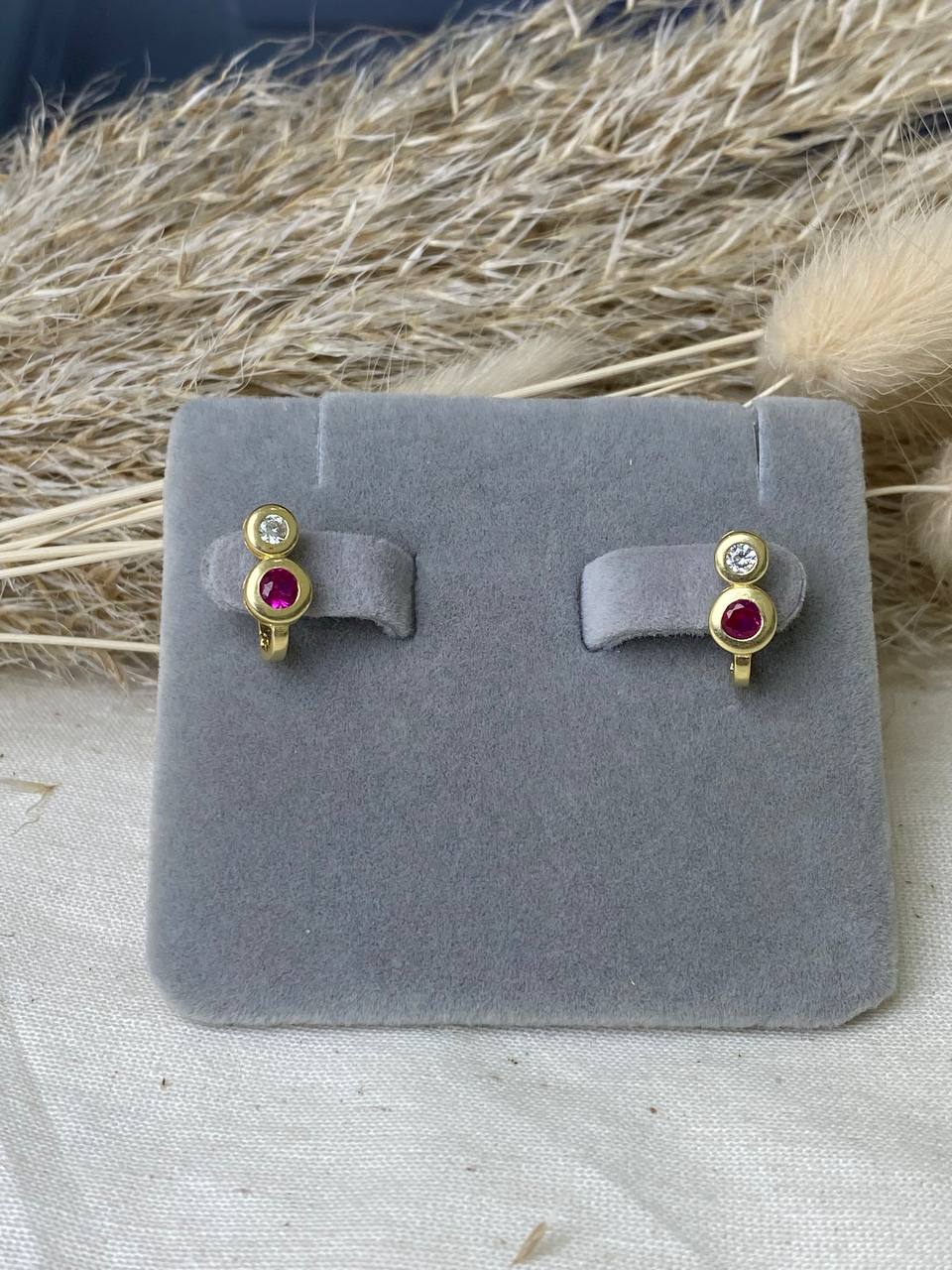 Серьги детские из желтого золота  585 пробы